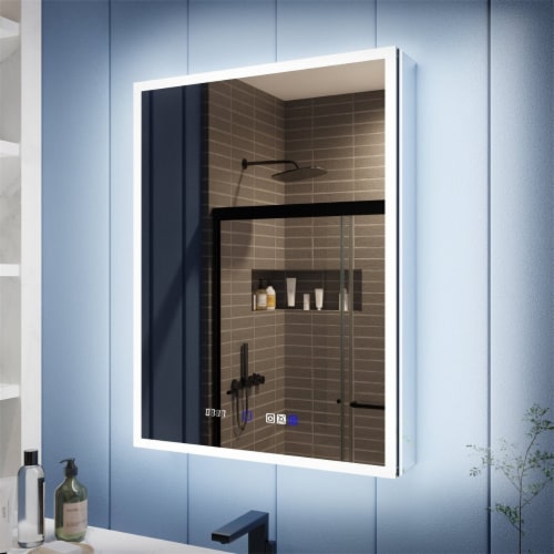 Illusion 24 x 32 LED Lighted Medicine Cabinet with Magnifiers Front and ...