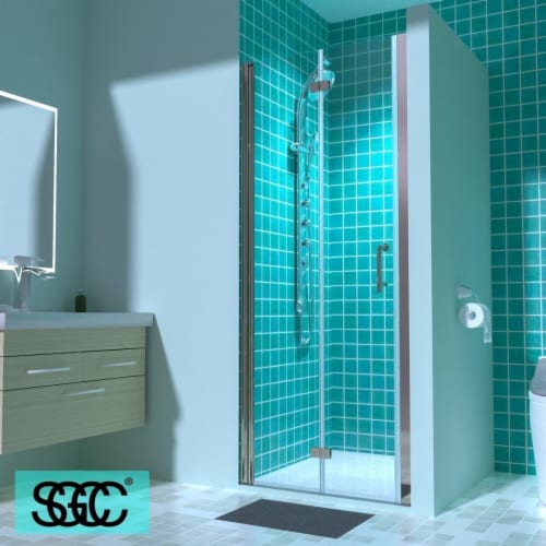 Adapt 30-31 1/2 W x 72 H Folding Shower Door Nickel Semi-Frameless Hinged Shower Door With Perspective: front