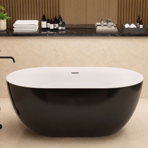 Exbrite 59 X29 Acrylic Bathtub Free Standing Tub Oval Shape Soaking Tub