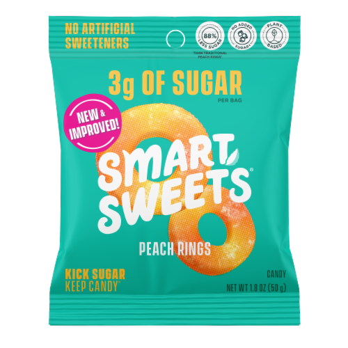 Smart Sweets® Peach Rings Candy Perspective: front