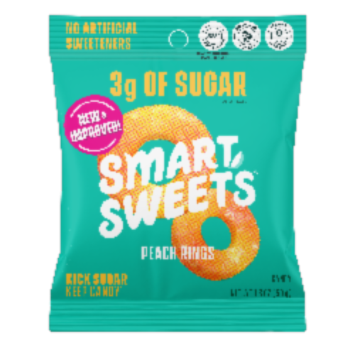 Smart Sweets® Peach Rings Candy Perspective: front