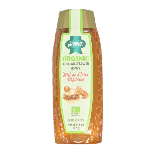 Buen Provecho® Organic Squeezable 100% Wildflower Honey Perspective: front