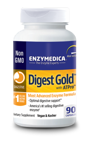 Enzymedica® Digest Gold™ Premium Enzyme Capsules Perspective: front