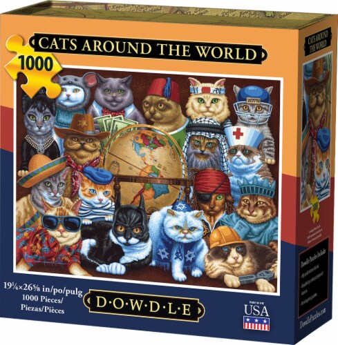 Dowdle Cats Around the World Jigsaw Puzzle Perspective: front