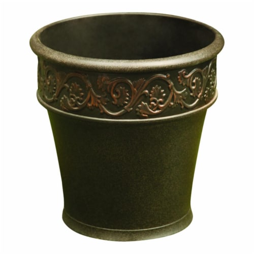 Infinity 7500879 15 x 15 in. Polyresin Traditional Planter, Bronze - Case of 2 Perspective: front