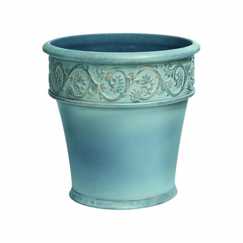 Infinity 7500887 15 in. Polyresin Traditional Planter, Gold & Gray - Case of 2 Perspective: front