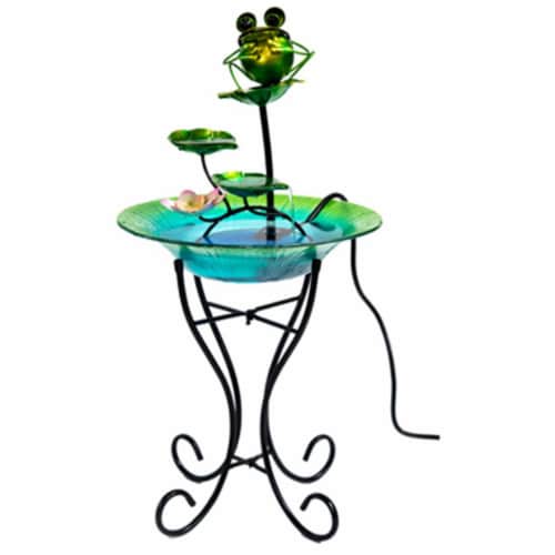 Ctm International Giftware LH40481 15 in. Glass & Metal Bird Bath Perspective: front