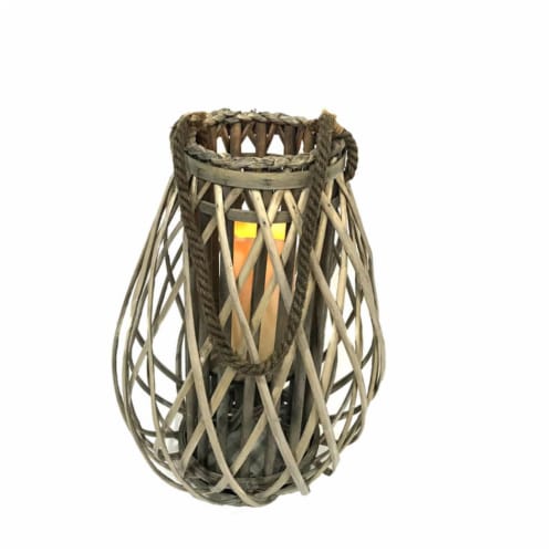 Infinity 8028045 LED Wood Flameless Lantern, Gray Perspective: front