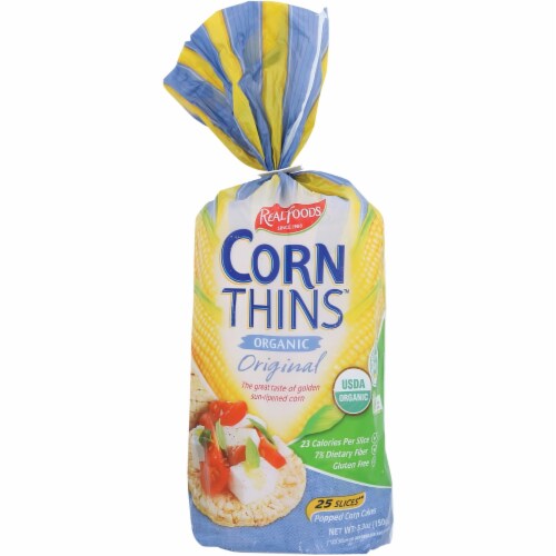 Real Foods Organic Corn Thins - Original 5.3 oz Pkg Perspective: front