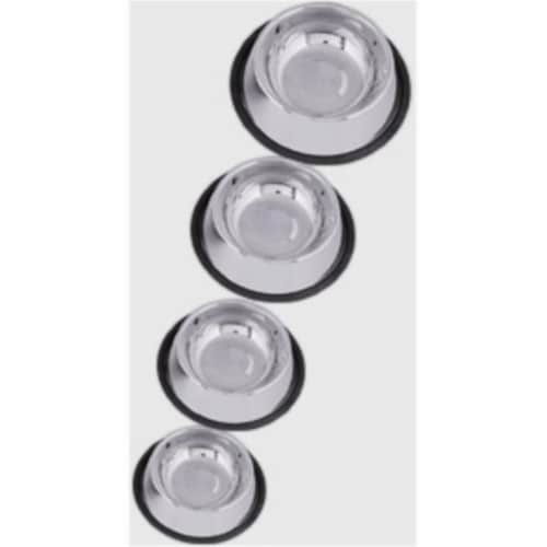QT Dog SS0100 8 Ounce Non-Tip Anti-Skid Puppy Bowl Perspective: front