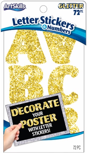 ArtSkills® Letters and Numbers Stickers - Gold Glitter Perspective: front