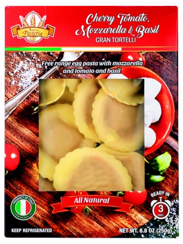 Antica Pasteria Free Range Egg Gran Tortelli with Cherry Tomato Mozzarella & Basil Perspective: front