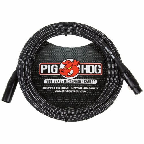 Black/White Woven High Performance XLR Microphone Cable, 10 Feet Perspective: front