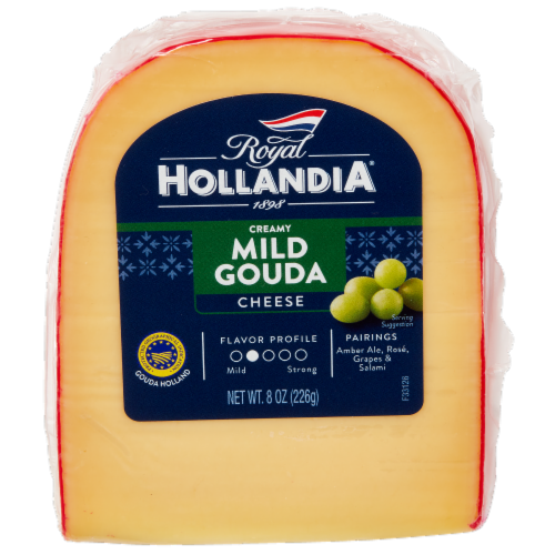Royal Hollandia® Mild Gouda Cheese Wedge 8 oz Perspective: front