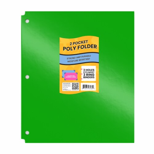 E-Clips USA Green Poly Pocket Binder Folder 48-Units Perspective: front