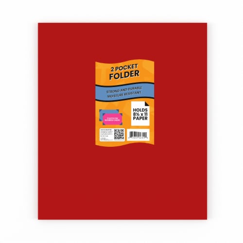 E-Clips USA Red Paper Pocket Folders 100-Units Perspective: front