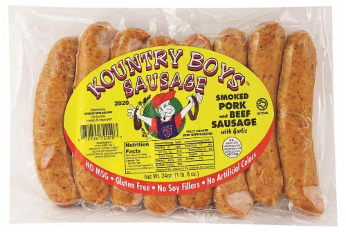 Kountry Boys Smoked Pork & Beef Sausage Perspective: front