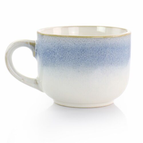 Martha Stewart Blue Rim Stoneware Latte Mug Set Perspective: front