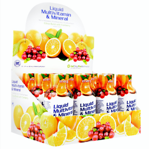 1st Step for Energy Liquid Multi-Vitamin & Mineral Citrus Burst, 2-Ounce, 12 per Box Perspective: front