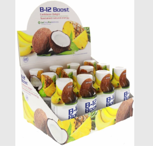 High Performance Fitness B12 Boost Liquid Vitamin | Caribbean Delight (12 pack/ 2 Fl. Oz) Perspective: front