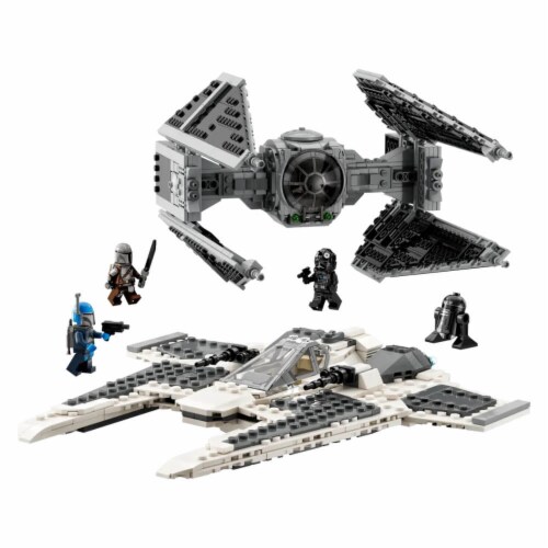 LEGO 75348 Star Wars Mandalorian Fang Fighter vs TIE Interceptor Building Set Perspective: front
