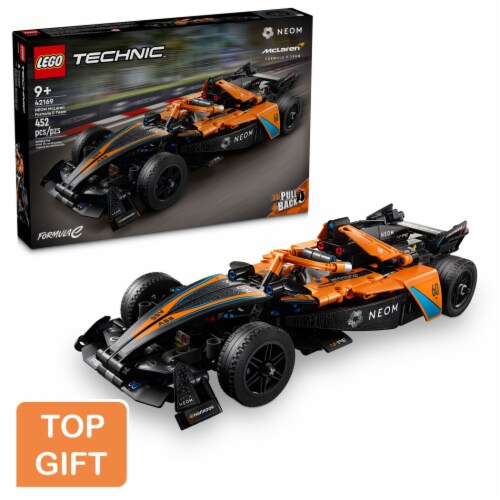 LEGO Technic NEOM McLaren Formula E Race Car Toy and Birthday Gift Idea 42169 Perspective: front
