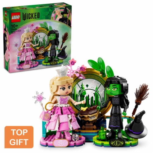 LEGO Wicked Elphaba & Glinda Figures Fantasy Playset, Kids Witch Toy 75682 Perspective: front