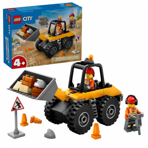LEGO City Yellow Construction Wheel Loader Building Toy 60450 Perspective: front