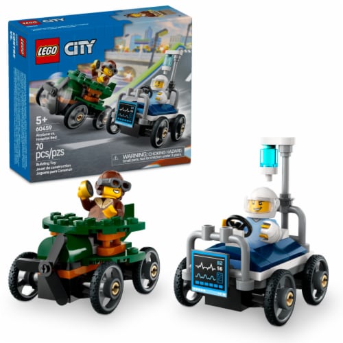 LEGO City Airplane vs. Hospital Bed Race Car Pack Building Toy 60459 Perspective: front