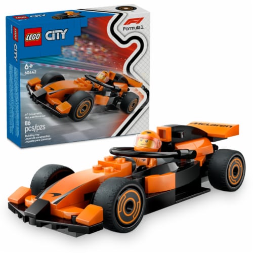 LEGO City F1 Driver with McLaren Race Car Building Toy 60442 Perspective: front