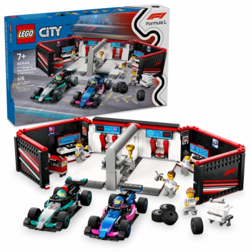 LEGO City F1 Garage & Mercedes-AMG & Alpine Cars Toy 60444 Perspective: front