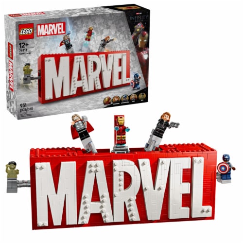 LEGO Marvel: MARVEL Logo & Minifigures Building Toy 76313 Perspective: front