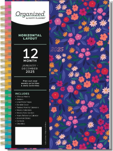Organized By Happy Planner Horizontal Layout 2025 12 Month Planner Perspective: front