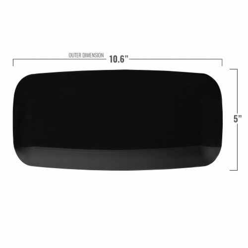 10.6  x 5  Solid Black Flat Raised Edge Rectangular Disposable Plastic Plates (120 Plates) Perspective: front