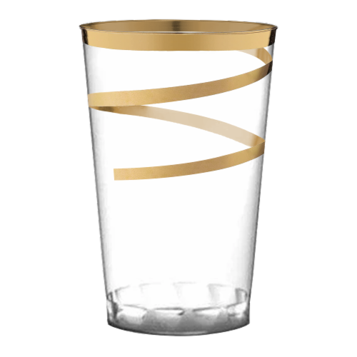 Clear with Gold Swirl Round Disposable Plastic Tumblers - 12 Ounces (240 Cups), 240 Cups - Pick ...