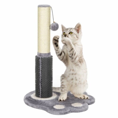 Cat Tree, Small Cat Condo with Sisal Scratching Post and Massage Post Light  Gray