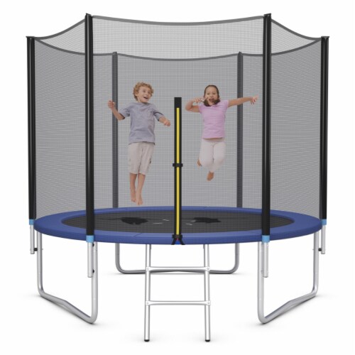 Gymax 8/10/12/14/15/16 FT Outdoor Trampoline Bounce Combo W/Safety Closure Net Ladder Black 8 Perspective: front