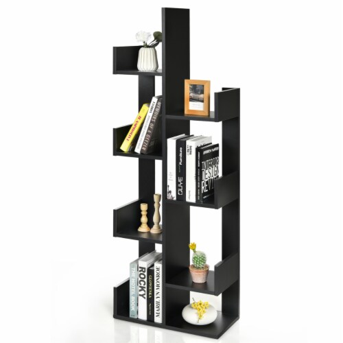 8 Shelf Bookcase Modern Tree Bookshelf Storage Decor Freestanding