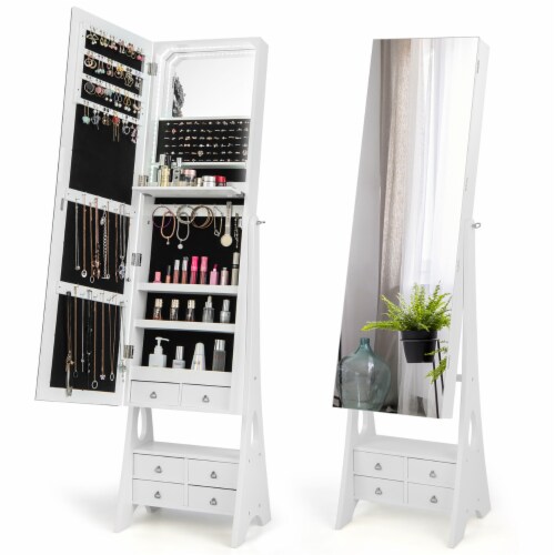 White led armoire storage mirror sales