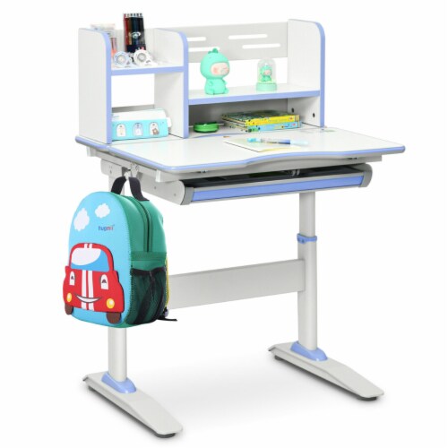 Gymax Kids Writing Desk Student Study Table Height Adjustable w/Tilt