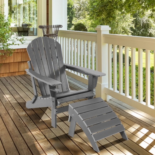 HDPE Adirondack Folding Ottoman Outdoor Footstool All Weather