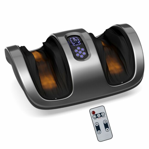 Gymax Shiatsu Foot Massager Kneading & Rolling Foot Massager Heat Function Grey Perspective: front