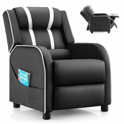 Kids Recliner Chair Ergonomic Leather Sofa Armchair w Footrest Side Pocket Black White 1 unit King Soopers