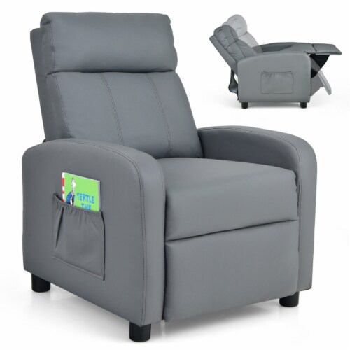 Kids Recliner Chair Adjustable Leather Sofa Armchair w Footrest Side Pocket Grey 1 unit Harris Teeter