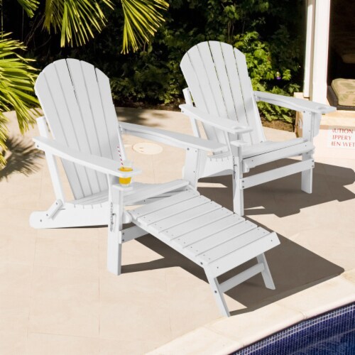 2PCS Folding Adirondack Chair HDPE Patio Lounge Chair w