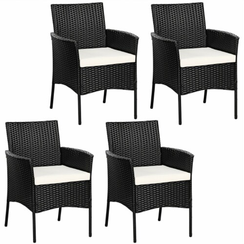 4PCS Patio Rattan Arm Dining Chair Cushioned Sofa Furniture Black, 1 unit -  Pick \'n Save