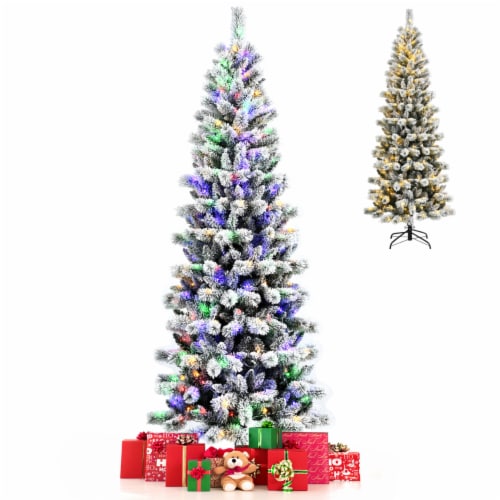 5 6 7.5 8 ft Pre lit Snow Flocked Artificial Christmas Tree w