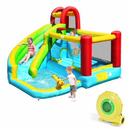 Inflatable Kids Water Slide Jumper Bounce House Splash Water Pool W/ 480W Blower Perspective: front