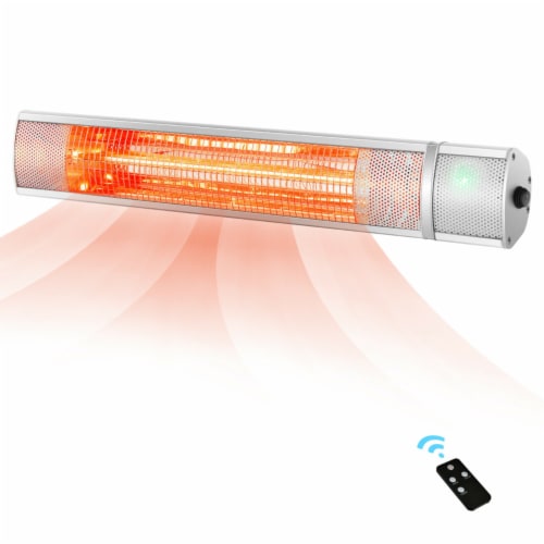 1500W Electric Patio Heater Wall-Mounted Infrared Heater w/Remote Control Silver Perspective: front