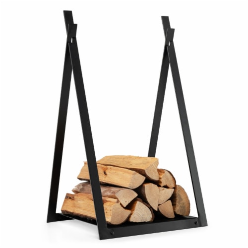 Firewood Rack Fireplace Wood Holder Storage Log Holder with Raised Base Perspective: front